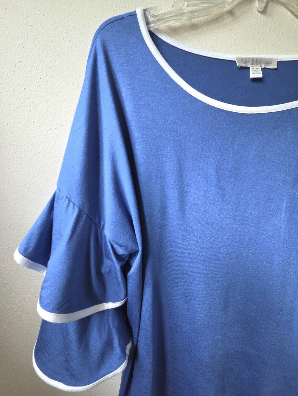 Spense Ruffle Sleeve Blue Top - Picture 3 of 5
